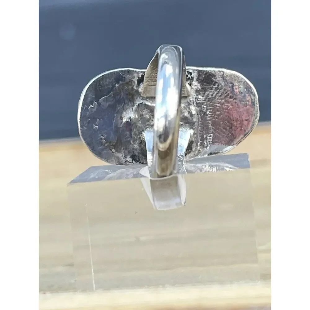 Vintage Navajo Turquoise Sterling Silver Ring Dome Concho Southwest Native 6.75 - Picture 5 of 13